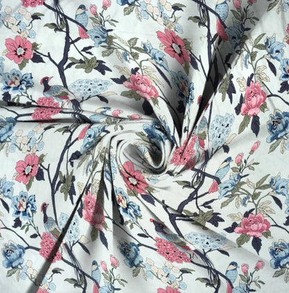 Kashyapa Rugs  Premium Cotton 🌴 Tree Birds🦃 Fitted Bedsheet – Double Bed Size with 2 Pillow Covers