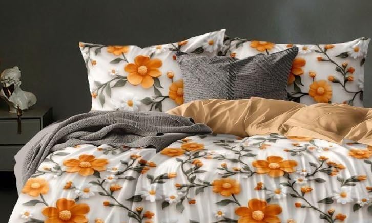 Kashyapa Rugs - 7D Premium Glace Cotton Flat Bedsheet – Double Bed Size with 2 Pillow Covers