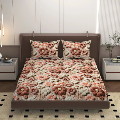 Kashyapa Rugs -7D Premium glace Cotton Flat Bedsheet – Double Bed Size with 2 Pillow Covers