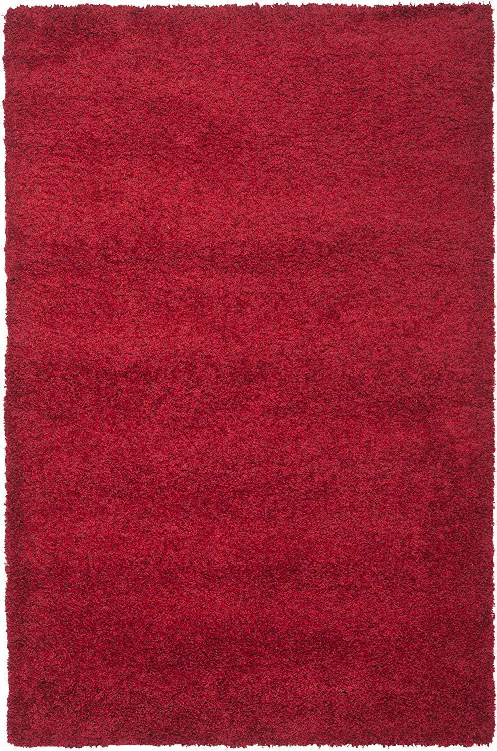 2 inch long pile Extra Fluffy Beautiful Red Premium Microfiber Bedside Runner - Soft Feel, Anti-Skid Rubber Backing