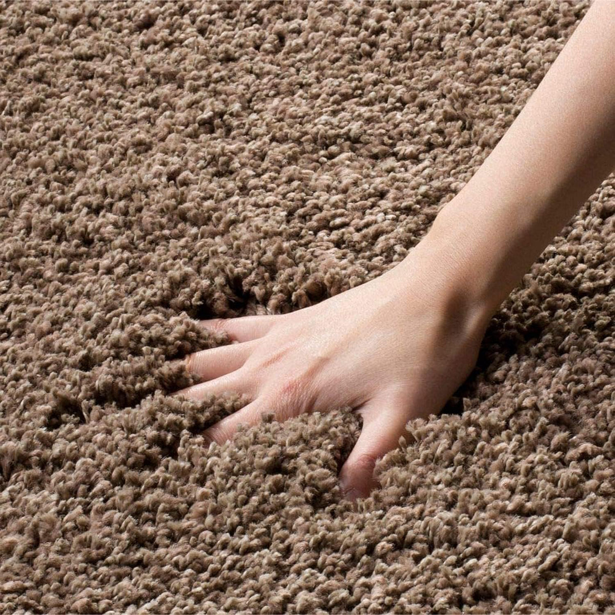 Brown 2 inch long pile Plain Beautiful Premium Microfiber Bedside Runner -  Soft Feel, Anti-Skid  Backing