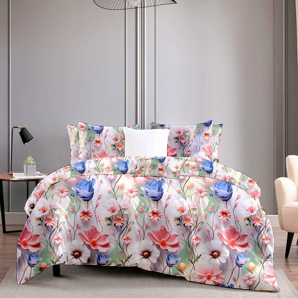 Kashyapa Rugs 7D  Premium Glace Cotton Fitted Bedsheet – King Size with 2 Pillow Covers