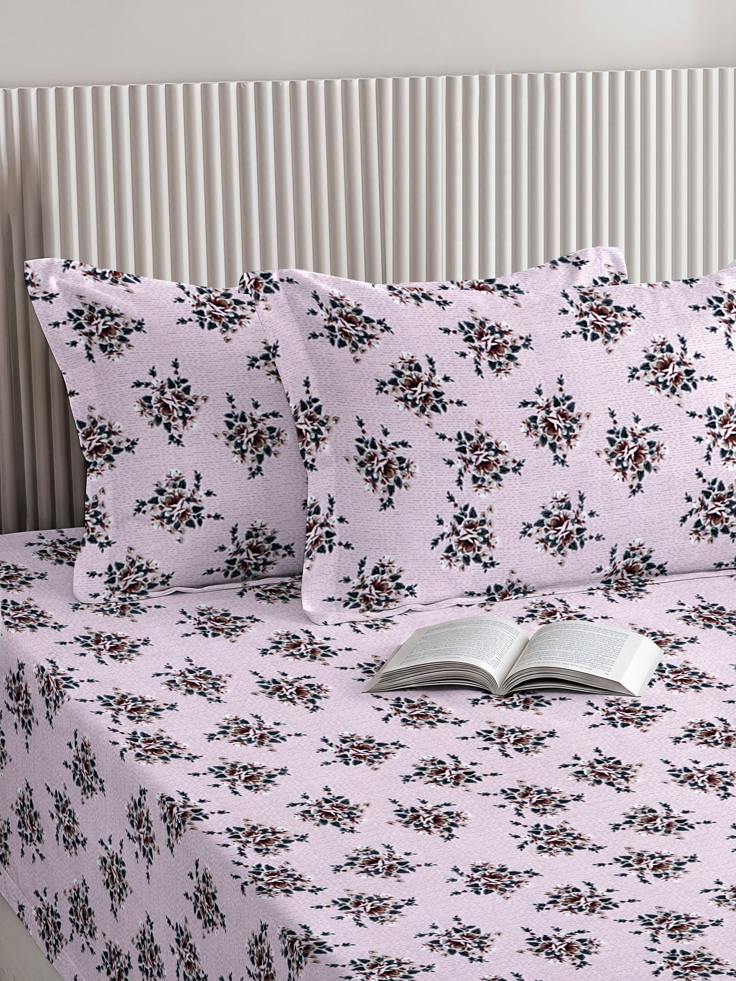 Kashyapa Rugs  Premium glace Cotton light Pink Flat Bedsheet – Double Bed Size with 2 Pillow Covers