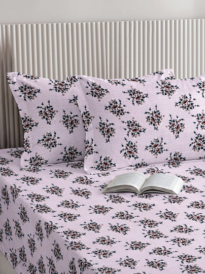 Kashyapa Rugs  Premium glace Cotton light Pink Flat Bedsheet – Double Bed Size with 2 Pillow Covers
