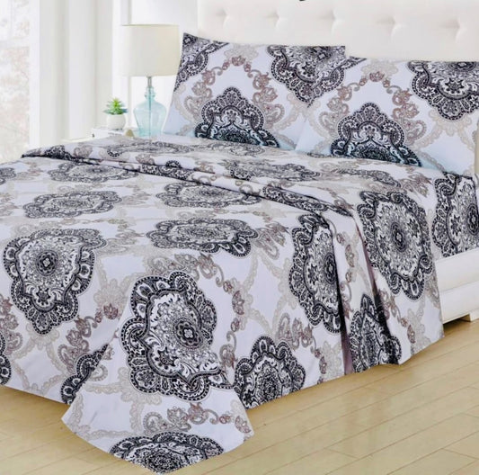Kashyapa Rugs  Premium Glace Cotton Fitted Bedsheet – Double Bed Size with 2 Pillow Covers