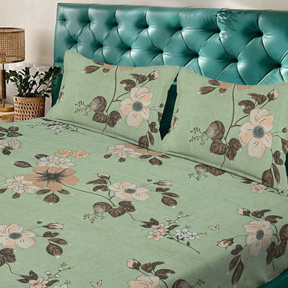 Kashyapa Rugs  Premium Cotton Fitted Bedsheet – Double Bed Size with 2 Pillow Covers