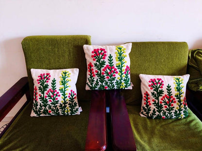 Elegant Designer Cushion Covers – Soft & Durable with Beautiful Floral Embroidery for Living Room Sofa-012