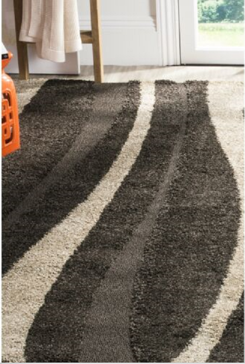 Coffee With Beige Shaggy Rug For Soft touch Microfiber Hand tufted Carpet