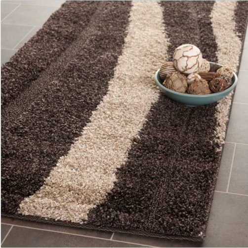 Coffee With Beige Shaggy Rug For Soft touch Microfiber Hand tufted Carpet